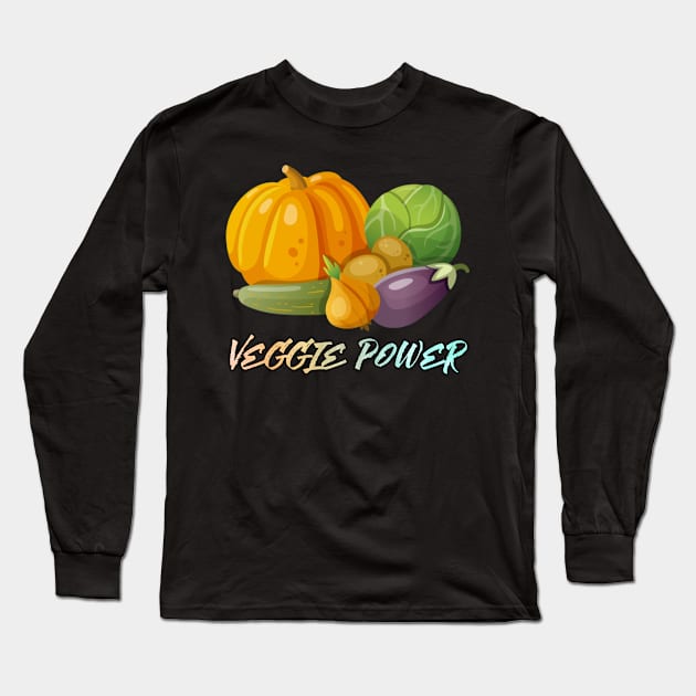 veggie power funny food vegetable Long Sleeve T-Shirt by untagged_shop